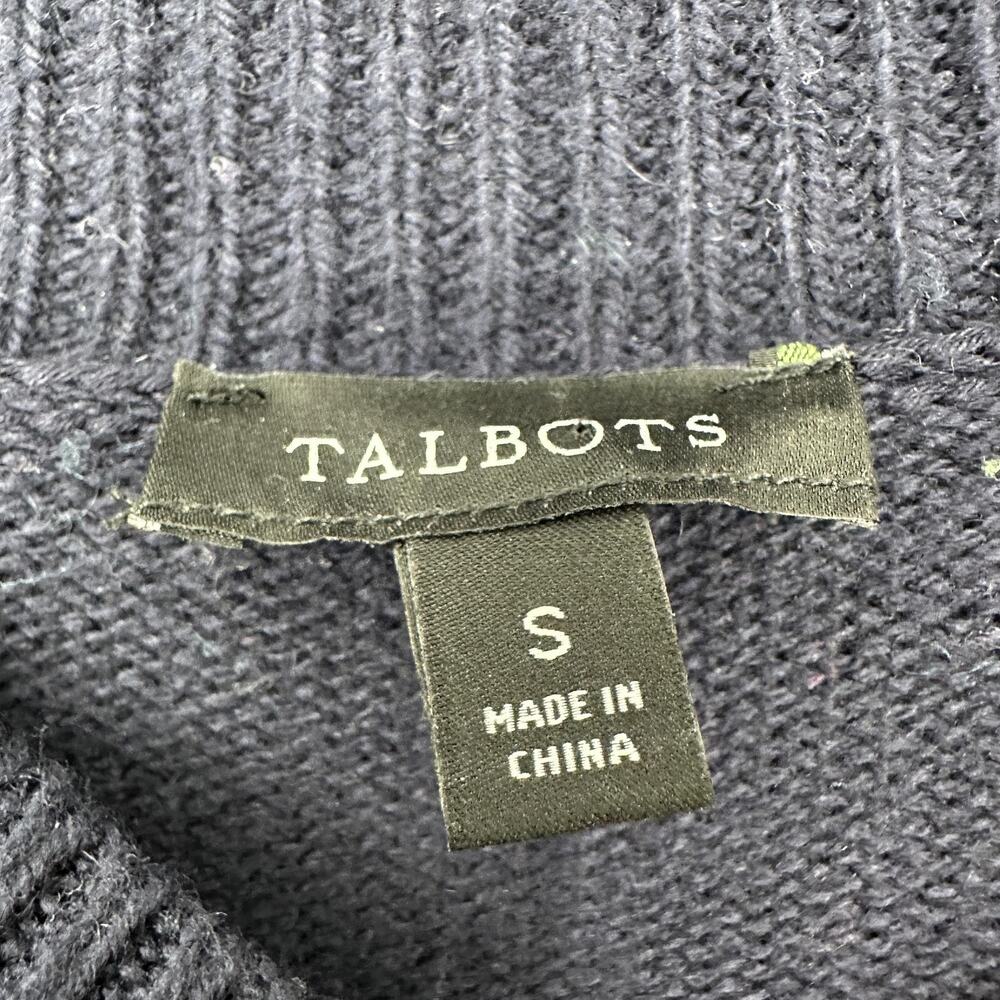 Talbots Sweater Womens Small Navy Fair Isle Mock Neck Button Shoulder Pullover - Picture 6 of 10